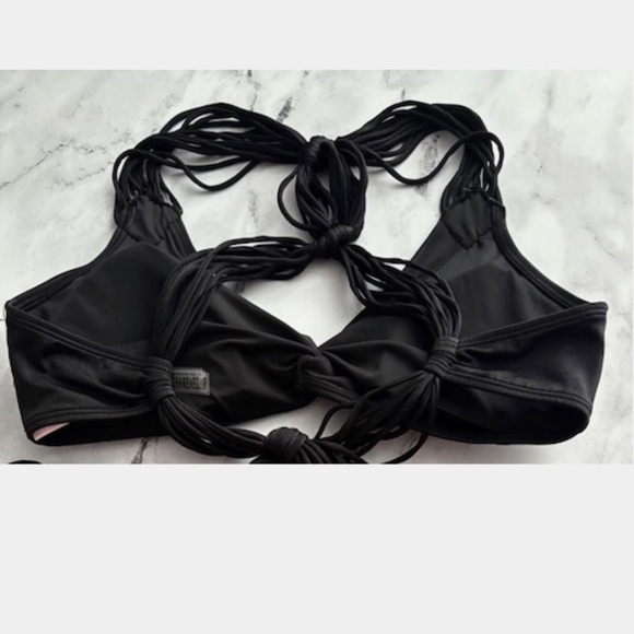 Victorias Secret Swim Nwt Black Macrame Strappy Tie BikinI Top XS - Picture 5 of 5